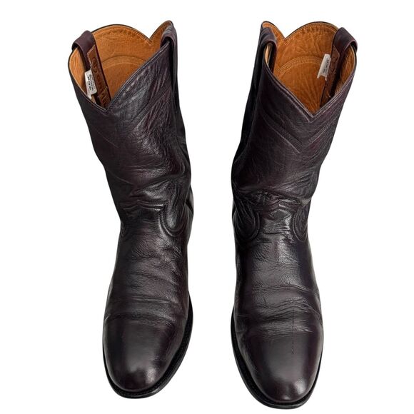 Vintage Gavel Allen Goat Roper Cowboy Boots Black Cherry Handmade Mens 12E main image 15